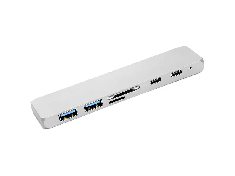 Мультипортовий адаптер PowerPlant CA911684 Type-C - HDMI 4K, USB 3.0, USB Type-C, SD, microSD