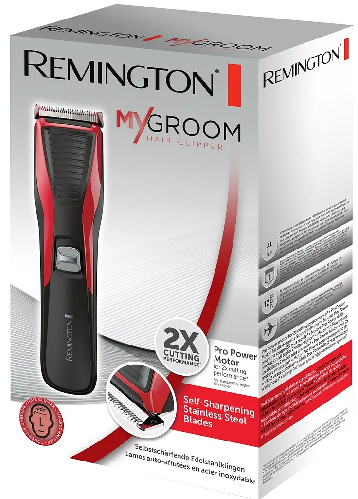 Машинка для стрижки Remington My Groom, від мережі, роторний мотор, насадок-1, сталь, червоно-чорний - фото 2