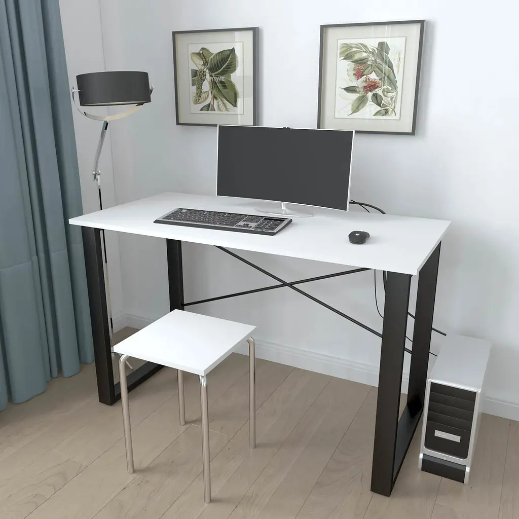 Письмовий стіл Ferrum-decor Драйв 750x1400x600 Чорний метал ДСП Біле 16 мм (FRD-103129) - фото 2