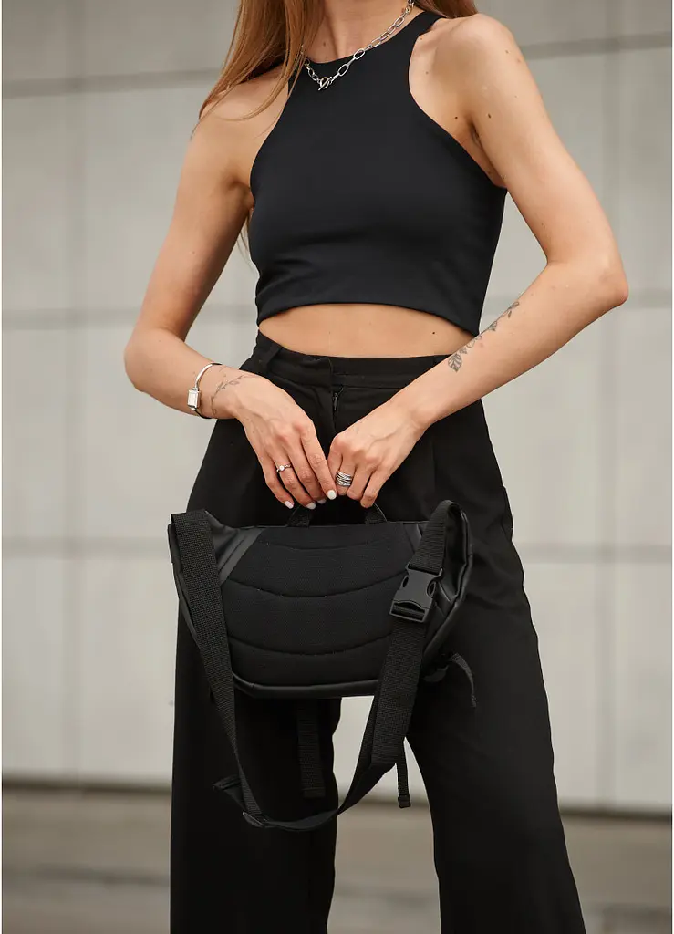 Жіноча сумка бананка Sambag Dynamicdart чорно-помаранчева 38 × 21 × 7 см (80411129) - фото 15