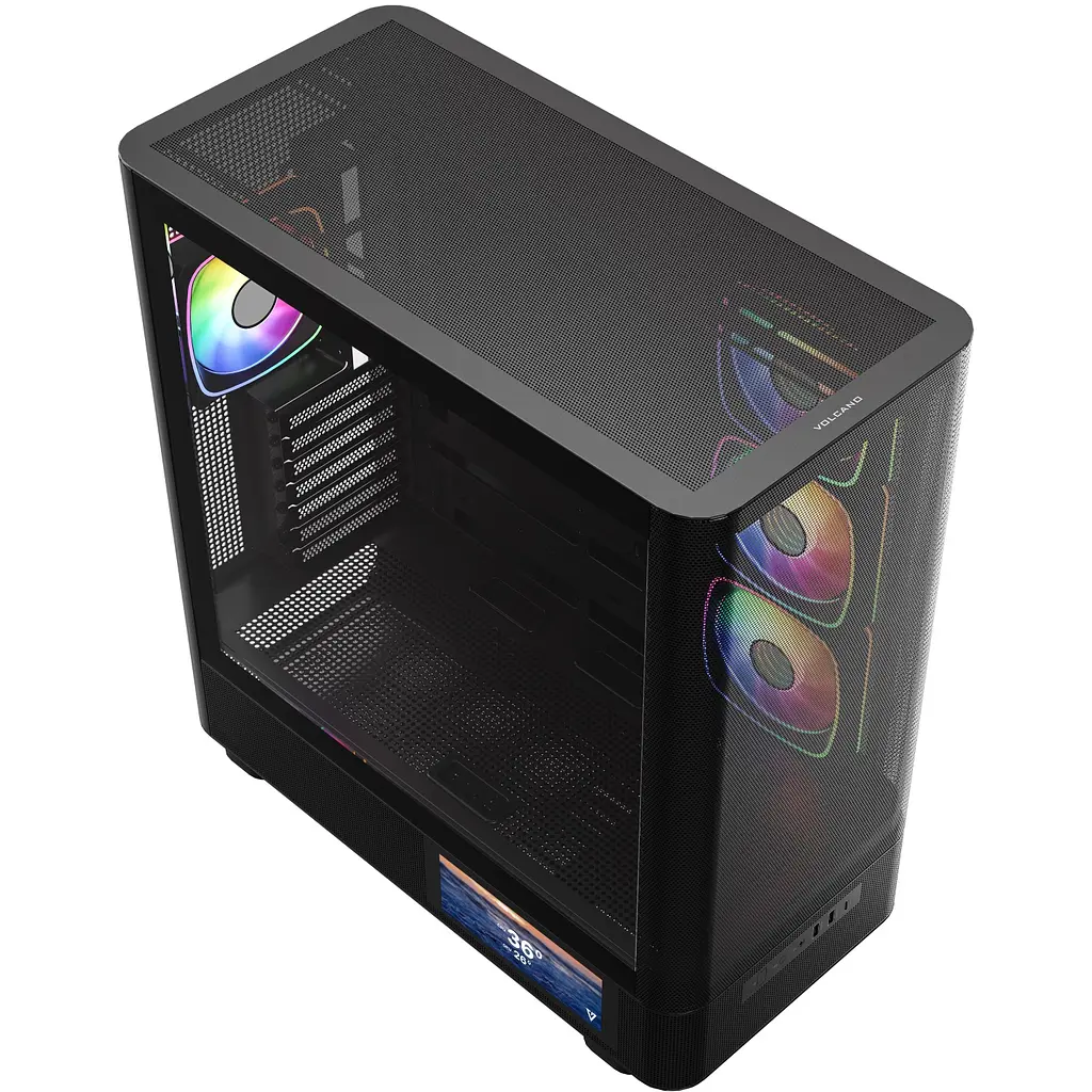 Корпус ModeCom VOLCANO AQ400 ARGB MIDI SIDE LCD 6,2” 4x120mm fans BLACK без БЖ ATX - фото 7