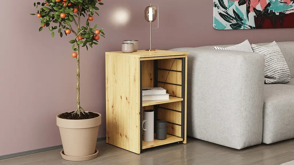 Стіл-тумба трансформер Смарт 2/1 Ferrum-decor 750x1450x500 Чорний метал ДСП Дуб Артизан 16 мм (FRD-105100) - фото 2