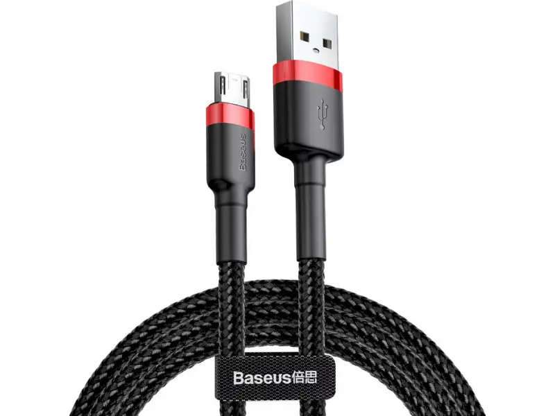 Кабель BASEUS Cafule Cable USB 2.4A 1M Red+Black (CAMKLF-B91)