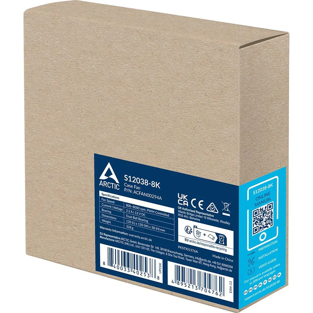 Корпусний вентилятор Arctic S12038-8K Black (ACFAN00294A) [175986] - фото 7