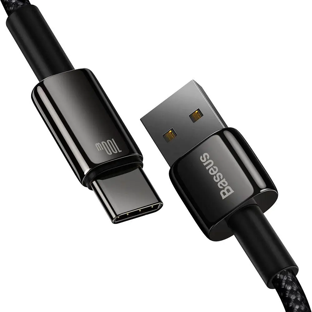 Кабель Baseus Tungsten Gold USB-A to USB-C 2m Black (CAWJ000101) [106123] - фото 3