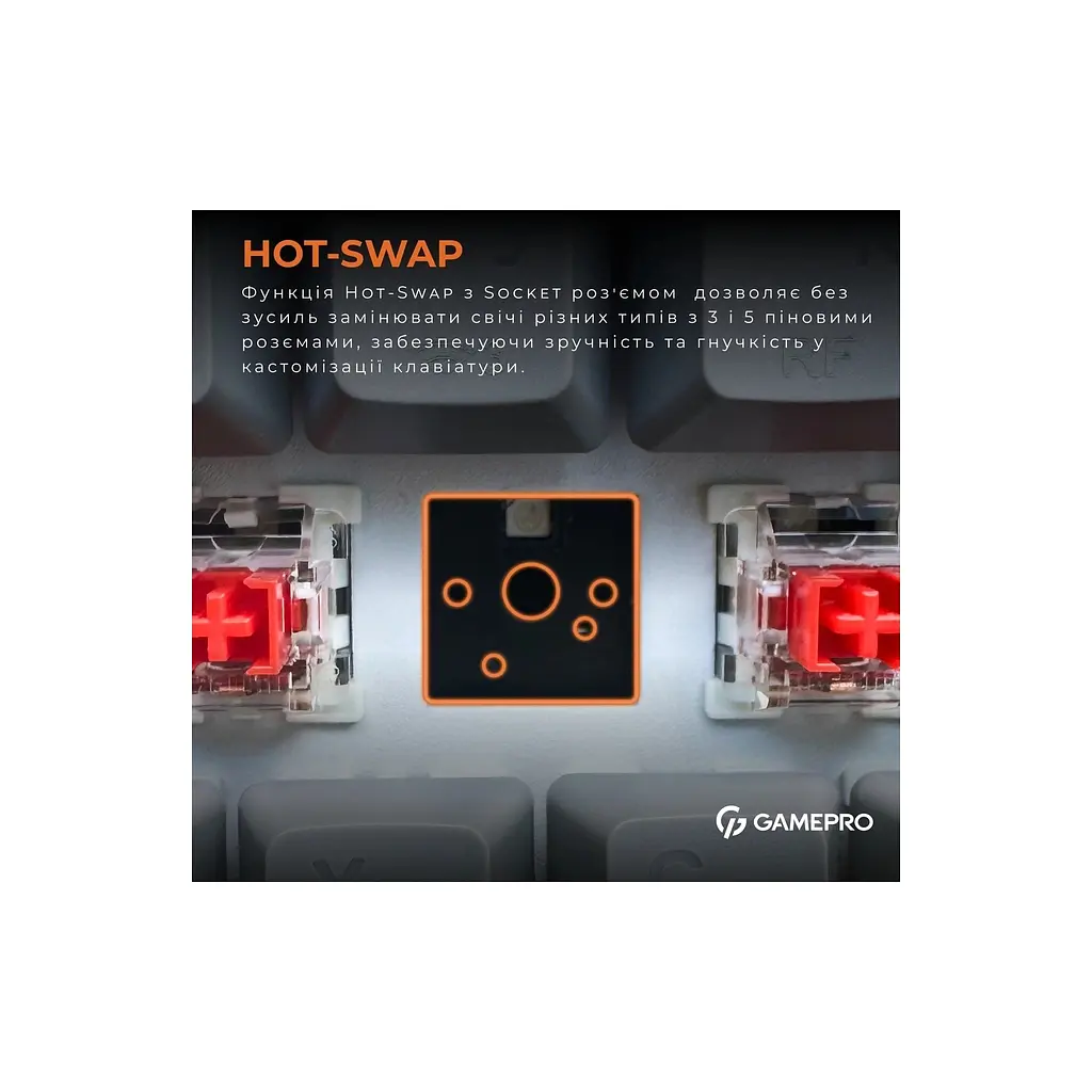 Клавіатура GamePro MK130G Pro Outemu Red Switch Hot-Swap 60 RGB USB/Wireless/Bluetooth Black (MK130G Pro) - фото 12
