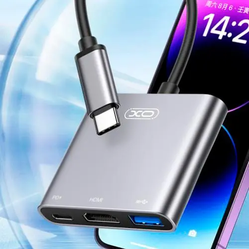 USB-Хаб XO HUB011 3 in 1 TYPE-C Multifunctional Docking Station Матова - фото 2
