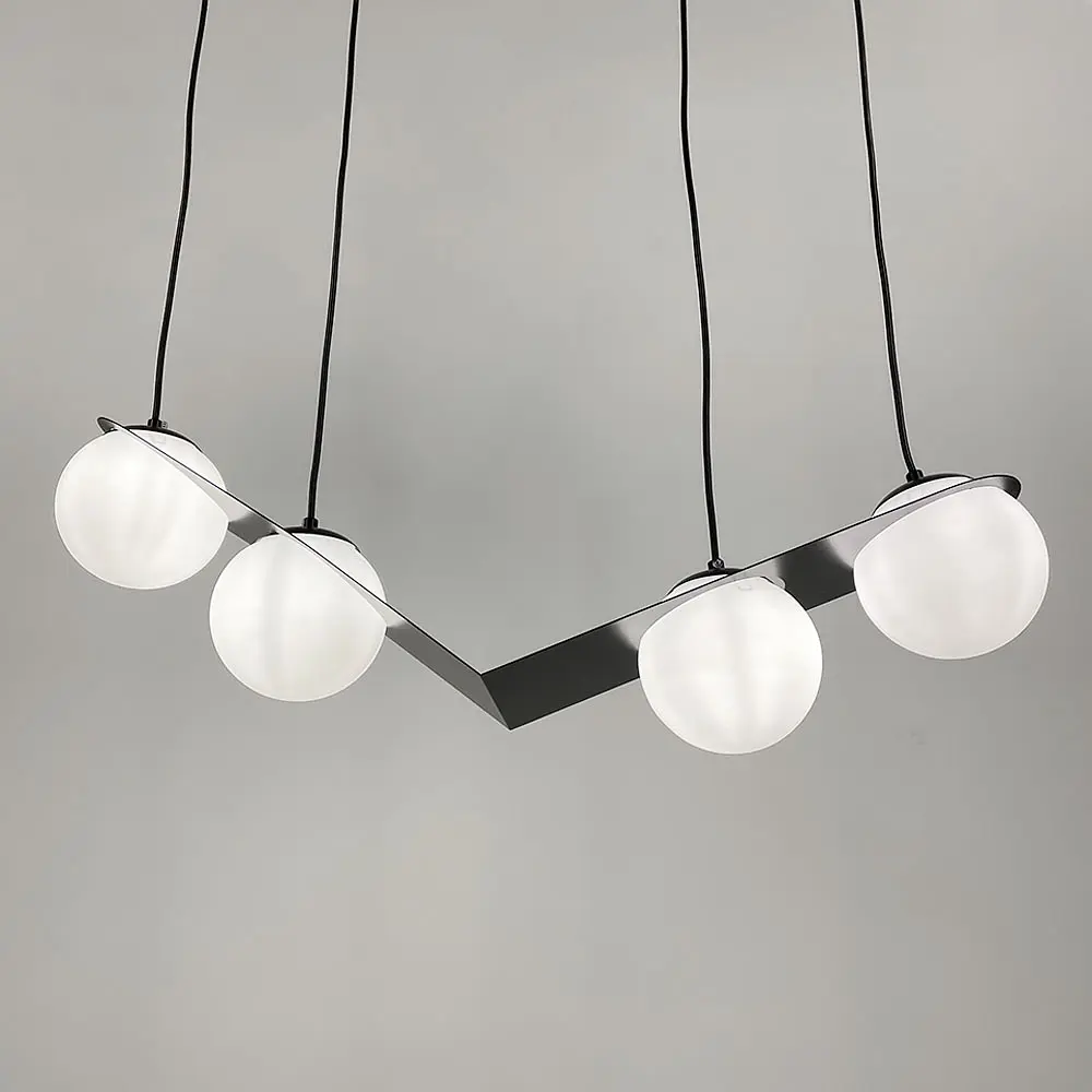 Подвесная люстра в сферических мотивах с 4 плафонами | Ст. 921/4 BK+WT | Line F - фото 5