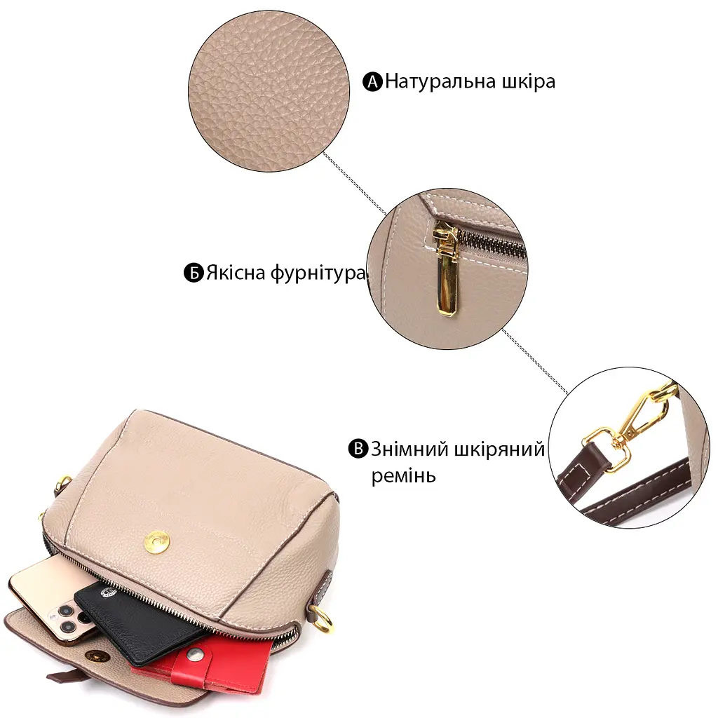 Жіноча компактна сумка Vintage з натуральної шкіри 18х15х6.5 см sum0029026 - фото 4