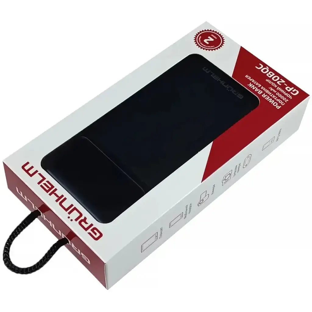 Портативная батарея Grunhelm GP-20BQC Power Bank 20.000 mAh черная (137530) - фото 7