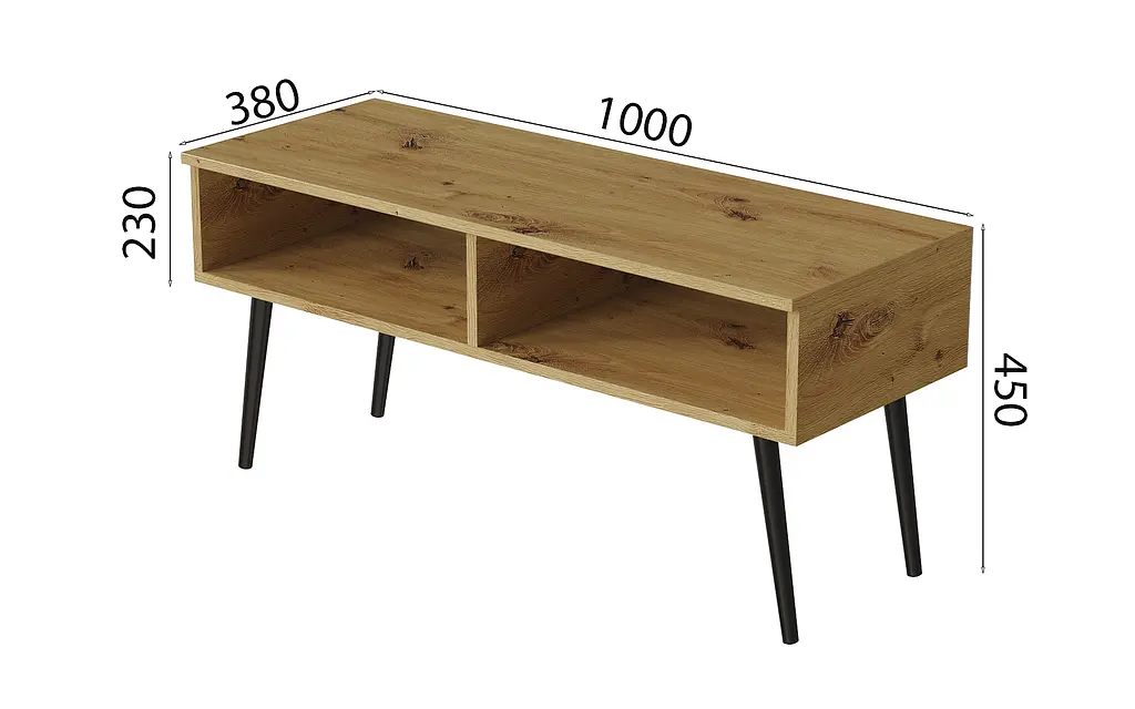 Тумба под ТВ Невада Ferrum-decor 45x100x38 Черный металл ДСП Дуб Артизан 16 мм (FRD-106726) - фото 4