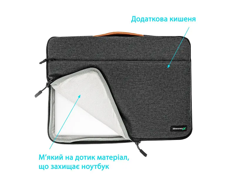 Чохол для ноутбука Grand-X SLX 13″ Dark Grey (SLX-13D) - фото 3