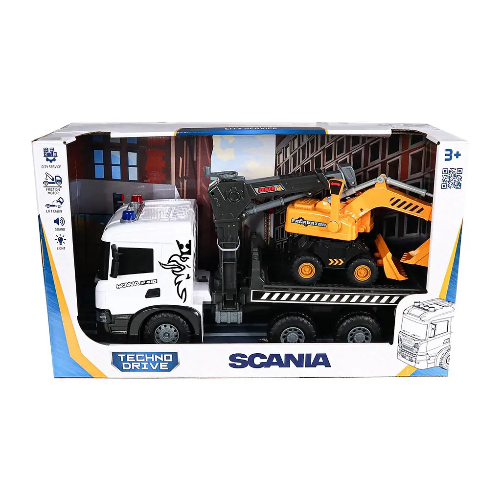 Ігровий набір серії "Super Big Truck" – АВТОКРАН SCANIA З ЕКСКАВАТОРОМ (світло, звук) TechnoDrive 5004KS - фото 4
