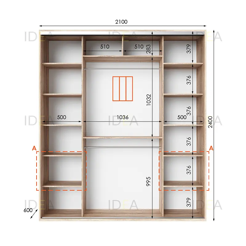Шафа-купе Idea серія 3 210 x 60 x 240 см Дуб сонома Дзеркало - фото 2
