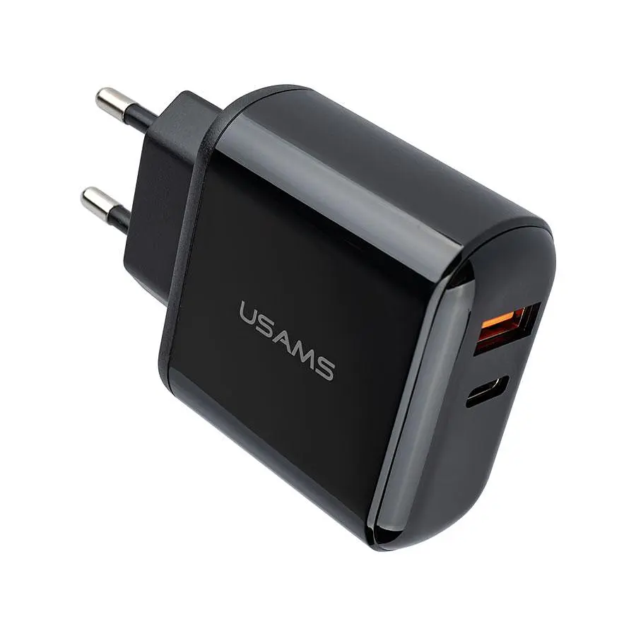 Зарядний пристрійUsams US-CC085 T23 QC3.0+PD3.0 18W Digital Display чорний (CC85TC01) - фото 2