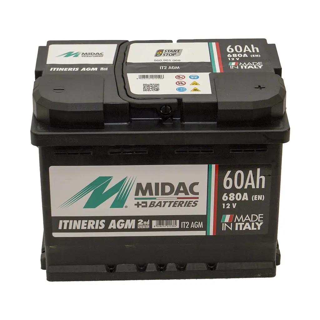 Аккумулятор 6СТ-60 Ah MIDAC ITINERIS START STOP AGM, 12V, 60Ah, R EN680А - фото 2