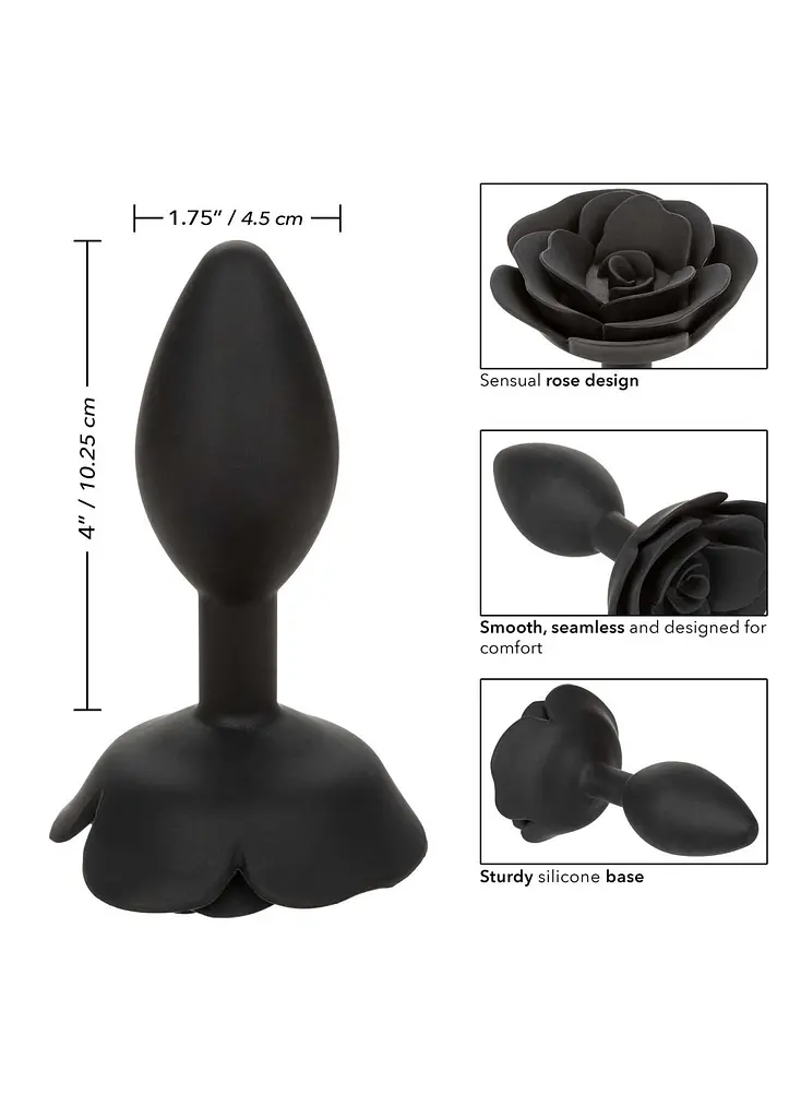 Анальна пробка Calexotics Rose Anal Plug Large, 10.2 см (чорний) - фото 8