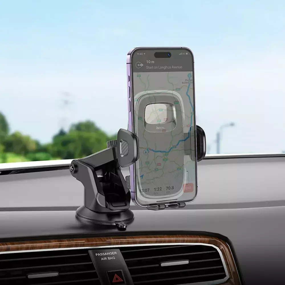 Кріплення для телефону Hoco H15 Fair push-type car holder center console чорний - фото 2