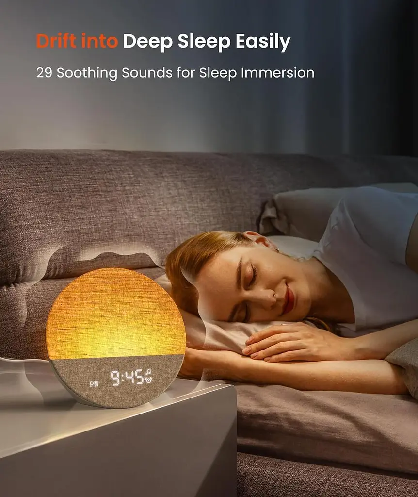 Світловий будильник Dreamegg Sunrise 1 з білим шумом і нічником - фото 7