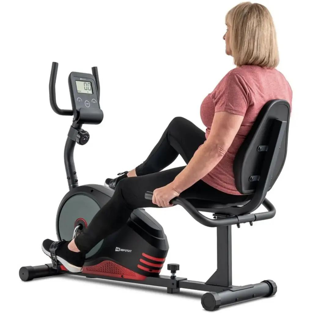Горизонтальный велотренажер Hop-Sport HS-040L Root черно-красный - model 2020 - фото 3
