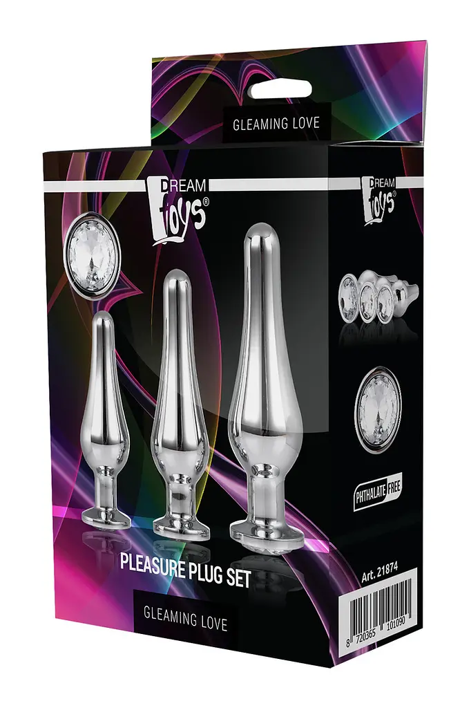 Анальні пробки набір металевих іграшок Dream Toys Gleaming Love Pleasure Set Silver — 3 конічні розміри - фото 4