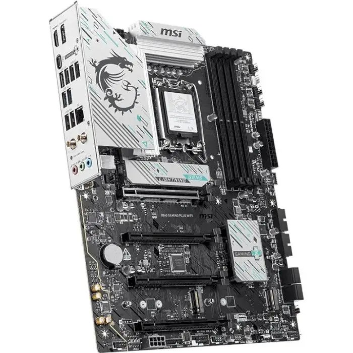 Материнська плата MSI LGA1851, B860 Gaming PLUS WIFI, B860, 4xDDR5, 1xPCI-E 5.0 x16, 3xPCI-E 4.0 x16, 4xSATA3, 3xM.2, ALC897, Killer E5000, WiFi 7, Bluetooth 5.4, HDMI/DP/Type-C, ATX - фото 3