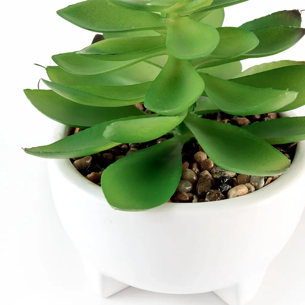 Горщик зі штучною рослиною МВМ My Home, 14 см, білий (DH-FLOWERS-14 M GREEN/WHITE) - фото 2