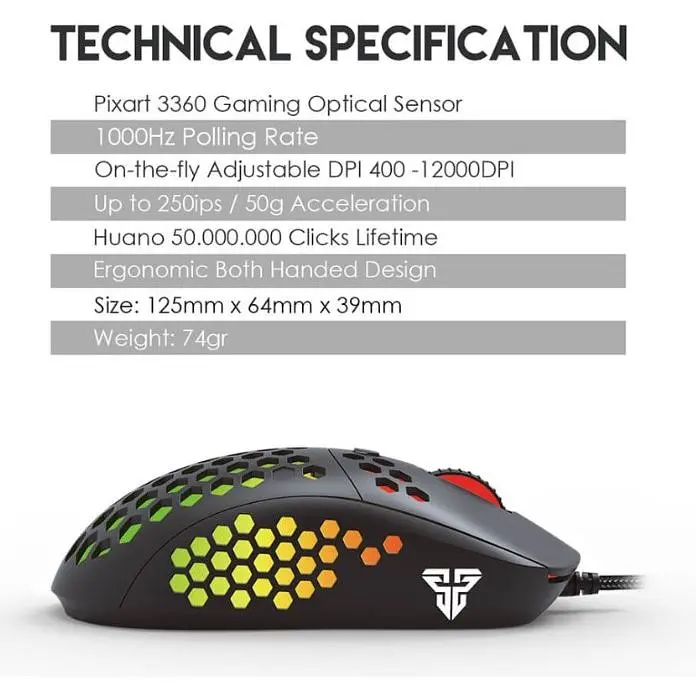Ігрова миша Fantech X UX-2 RAPTOR PixArt 3360, 250IPS, 50G, 1200DPI Black - фото 10