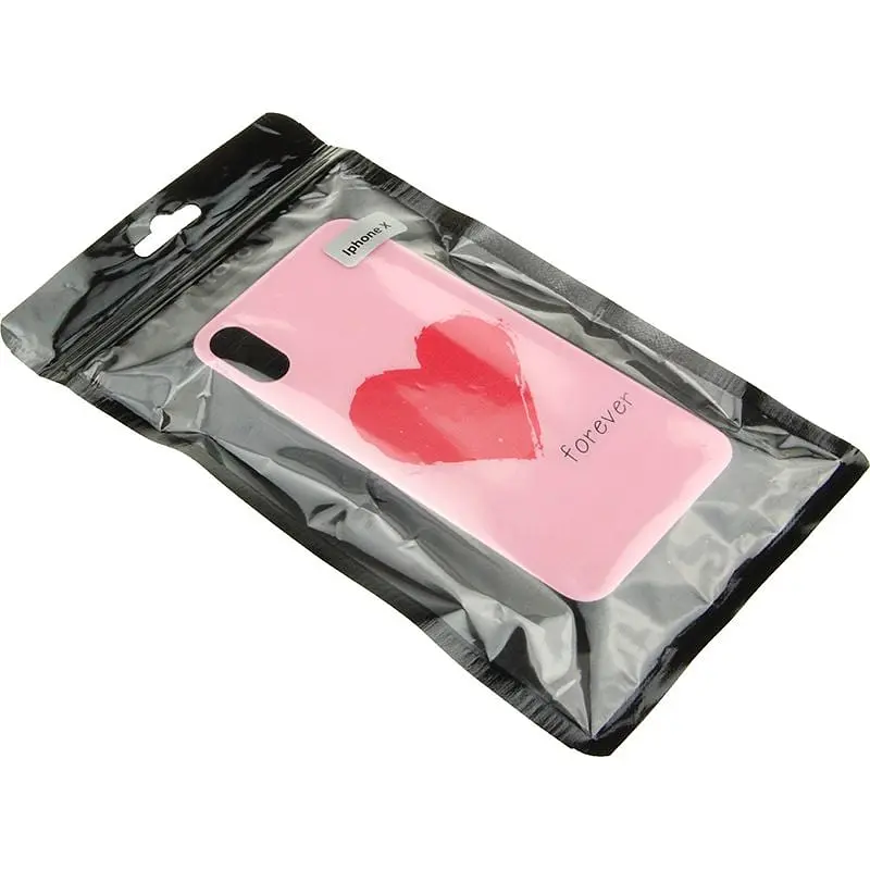 Чохол-накладка Toto Glass Fashionable Case Apple iPhone X Red Heart on Pink - фото 2