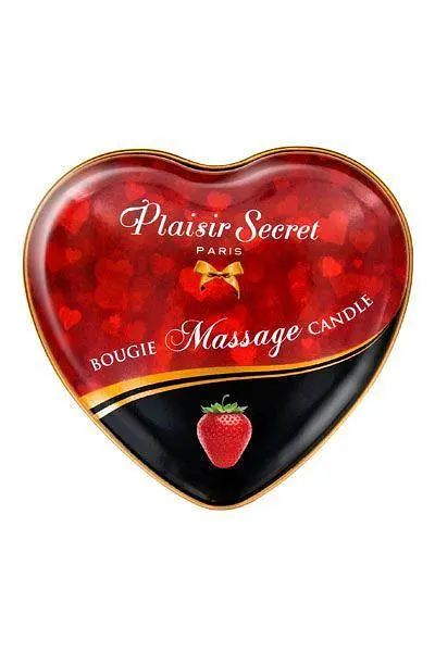 Масажна свічка сердечко Plaisirs Secrets Strawberry 35 мл - фото 2