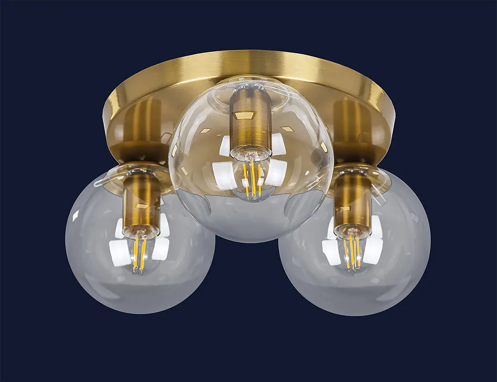 Люстра стельова Levistella 756XPR150F-3 BRZ+CL (300), E27, 3 плафона, бронза, прозоре скло, сучасний стиль для дому - фото 2