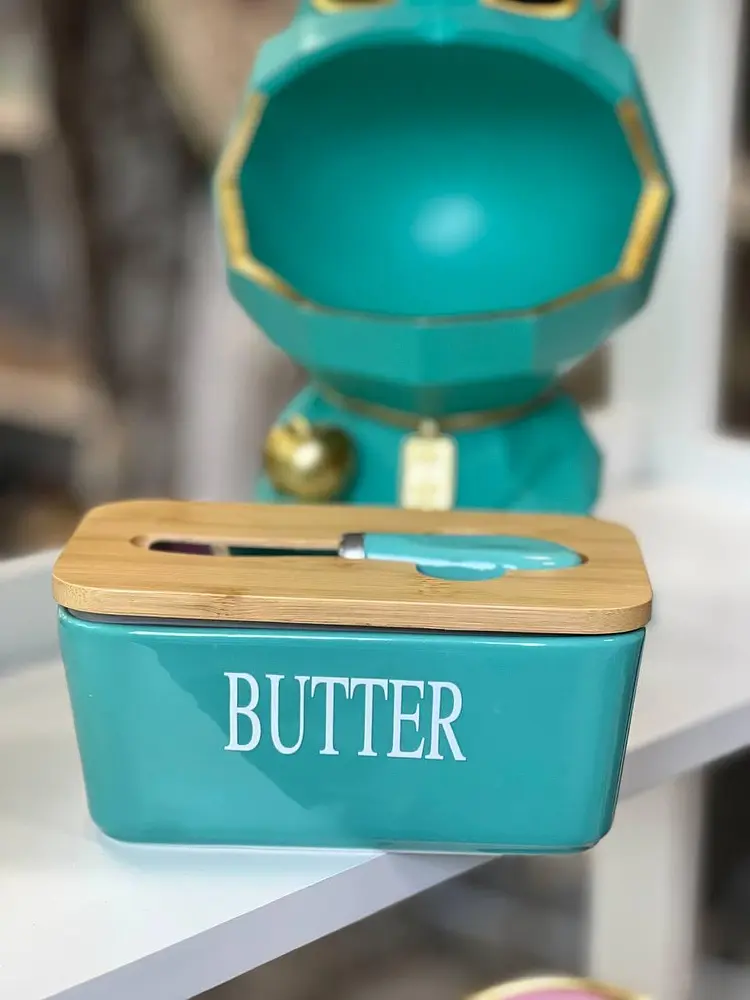 Маслянка з ножем "Butter" блакитна, 17,5x10,5x8 см - фото 4