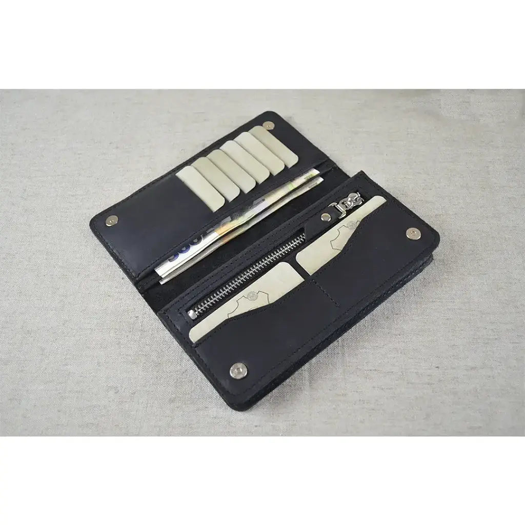 Клатч-кошелек Crazy Horse с отделением для телефона и монетницей, черный - фото 3