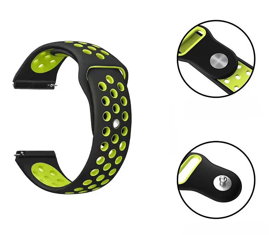 Спортивный ремешок Primolux Perfor Sport с перфорацией для часов Garmin Vivoactive 4 Black Green - фото 3