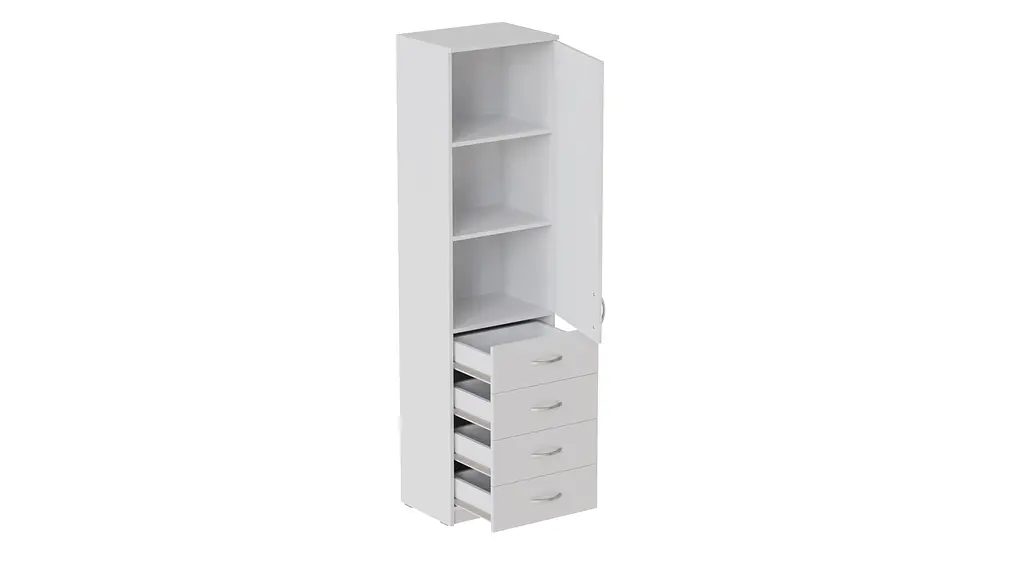 Пенал Анжело Ferrum-decor на 3 полиці з дверима та 4 ящиками 1900x500x380 ДСП Білий 16 мм (FRD-104965) - фото 3