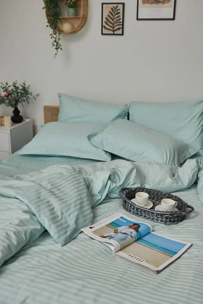 Пододеяльник Moon&Star Satin Stripe Stripe Mint Полуторный Евро 160x220 см - фото 3