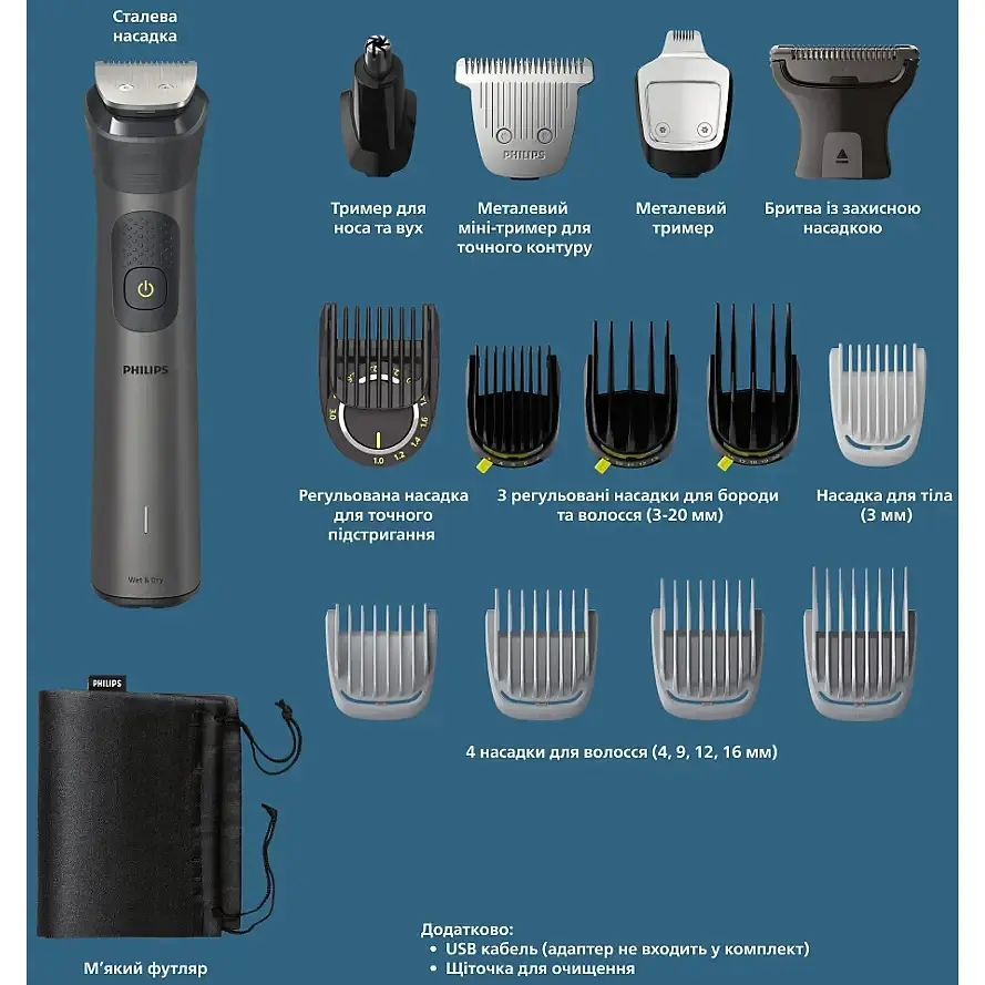 Тример універсальний Philips Series 7000 All-in-One Trimmer (MG7950/15) - фото 4