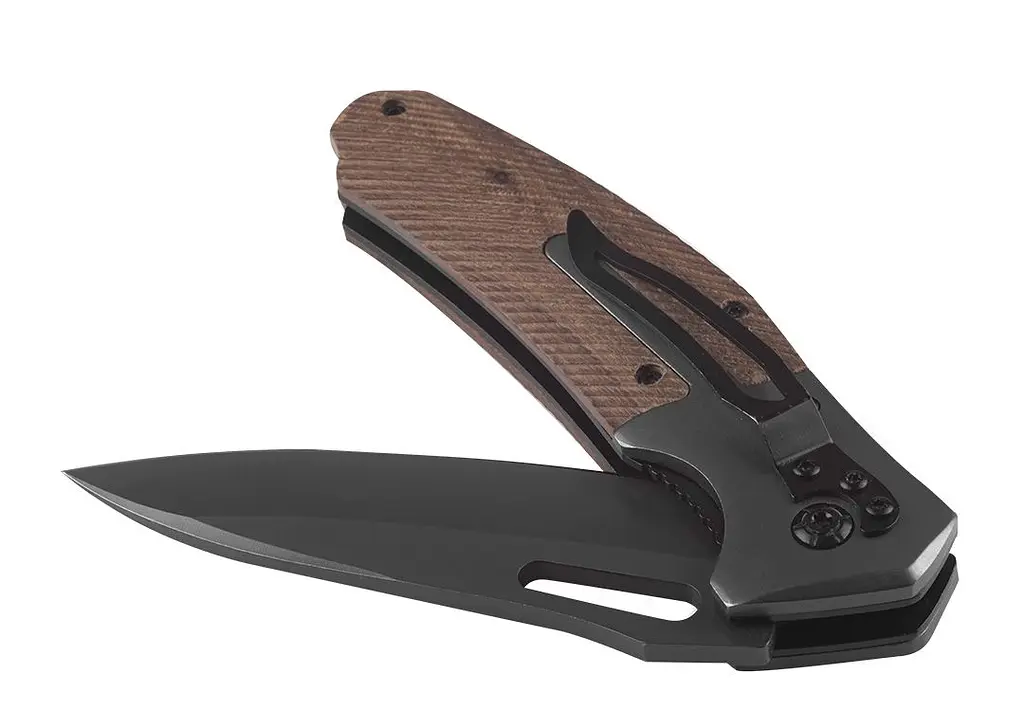 Neo Tools 63-115 Ніж складаний, 22см, лезо 11см, ручка SS+дерев'яна, 3Cr13, лезо з сатиновим покриттям, затискач для ременя - фото 2