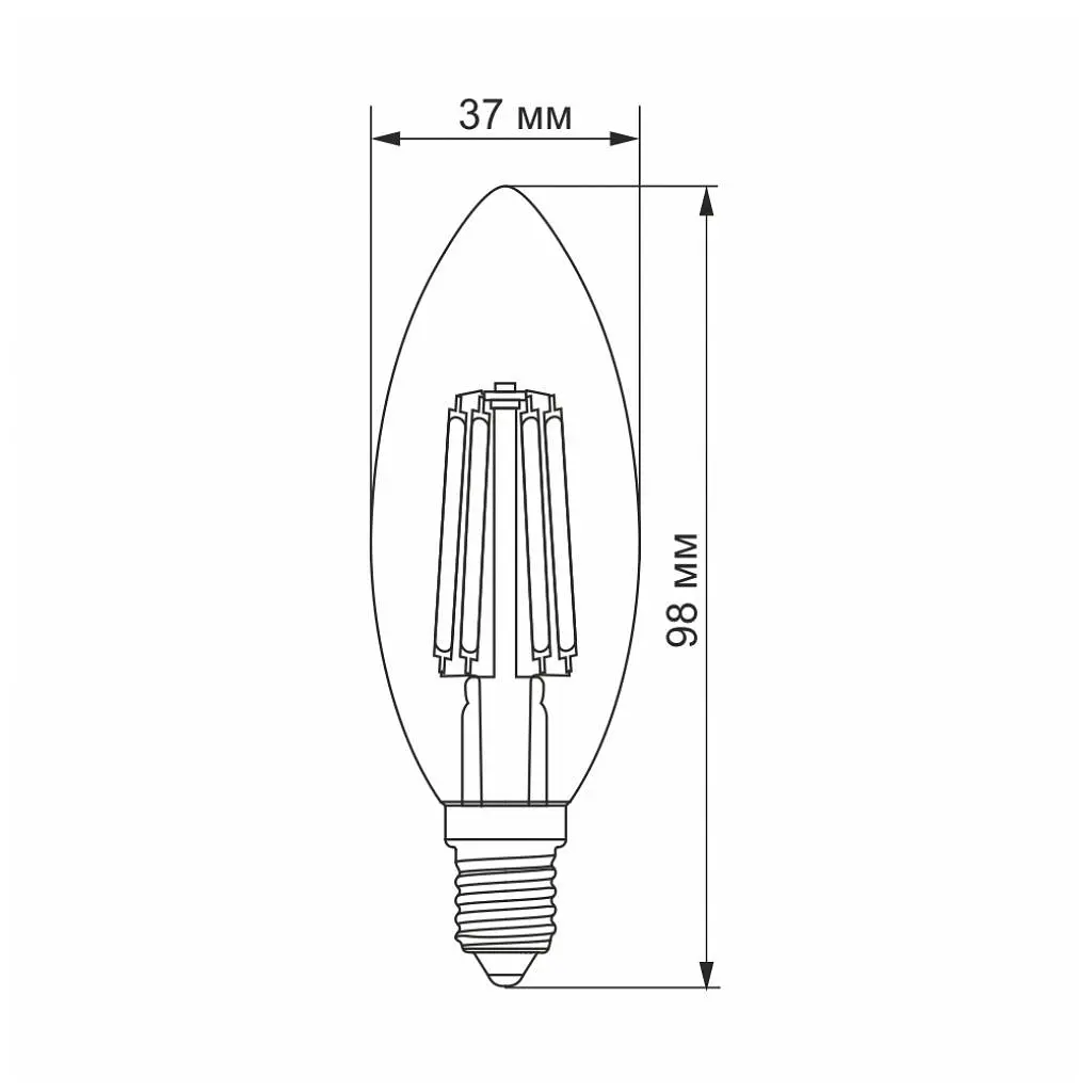 Лампочка Videx Filament C37F 6W E14 3000K 220V (VL-C37F-06143) - фото 3