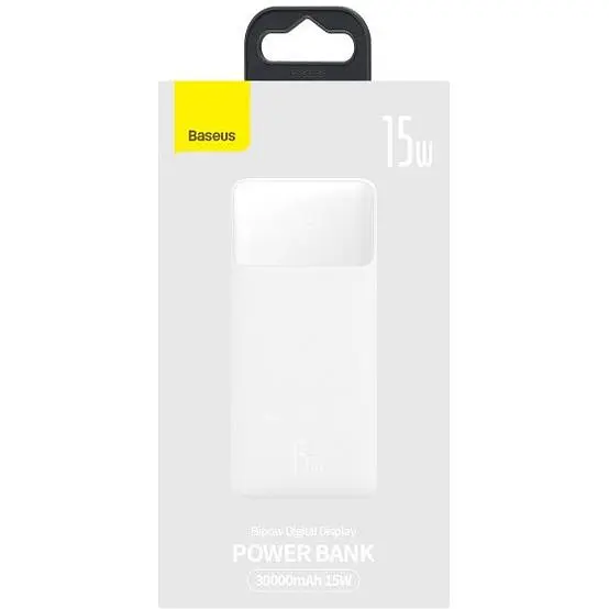 Зовнішній акумулятор (павербанк) Baseus Bipow Digital Display Powerbank 15W 30000 mAh White (PPBD050202) - фото 6