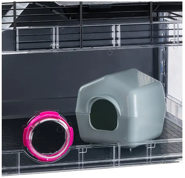 Модульна клітка для хом'яків та мишей Ferplast Multipla Hamster з аксесуарами чорна 72.5x37.5x42 см 57007217 - фото 8
