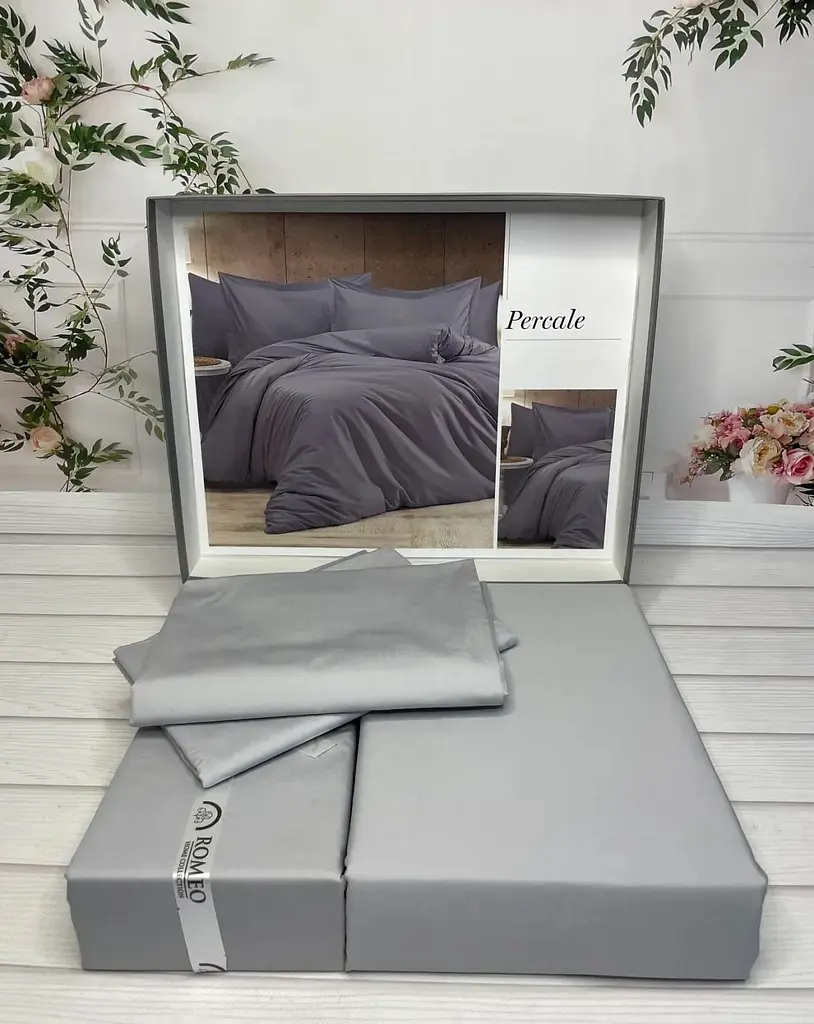 Постільна білизна Percale Gri Сатин Преміум Romeo Home pbe0051813 - фото 2