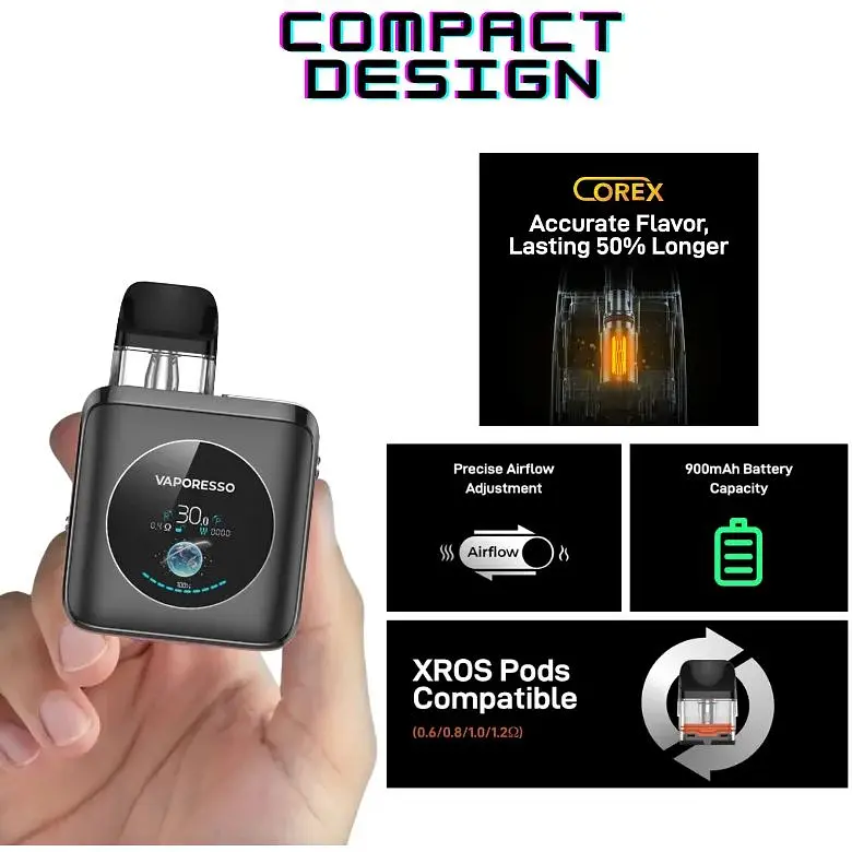 Под-система Vaporesso POD System XROS 4 Nano 30W Pod 1350mAh 3ml Kit Graphite Black (17725) - фото 3