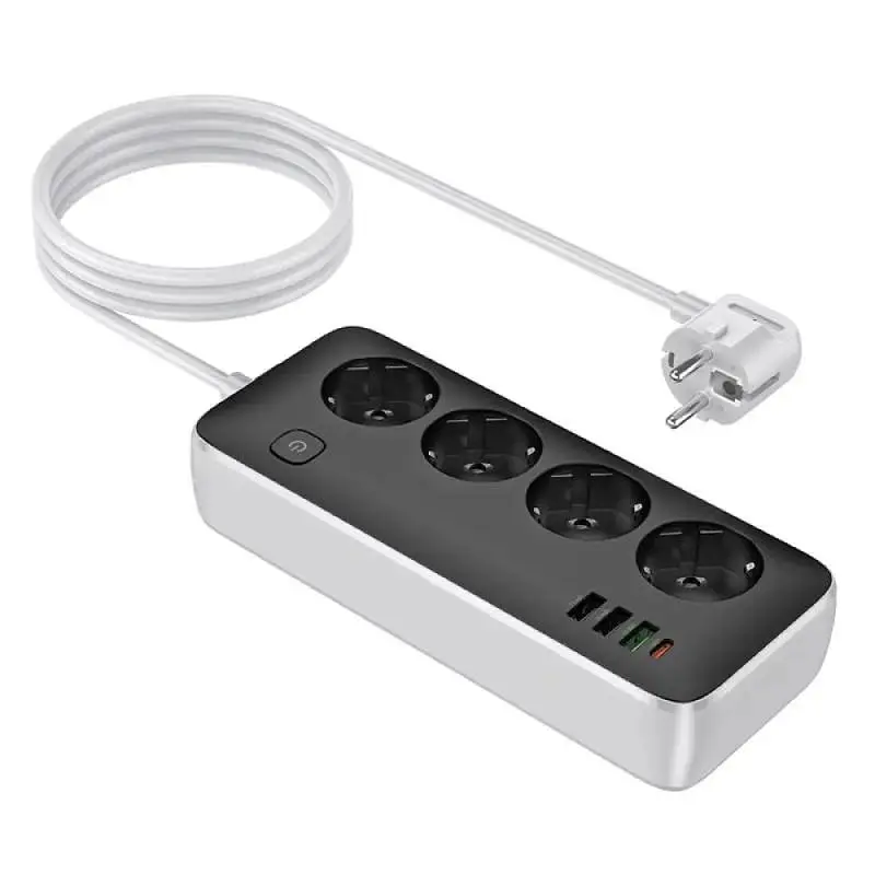 Подовжувач Hoco AC22 Sunlight (PD30W/1C/3A/4xSocket) (3m) Black - фото 3