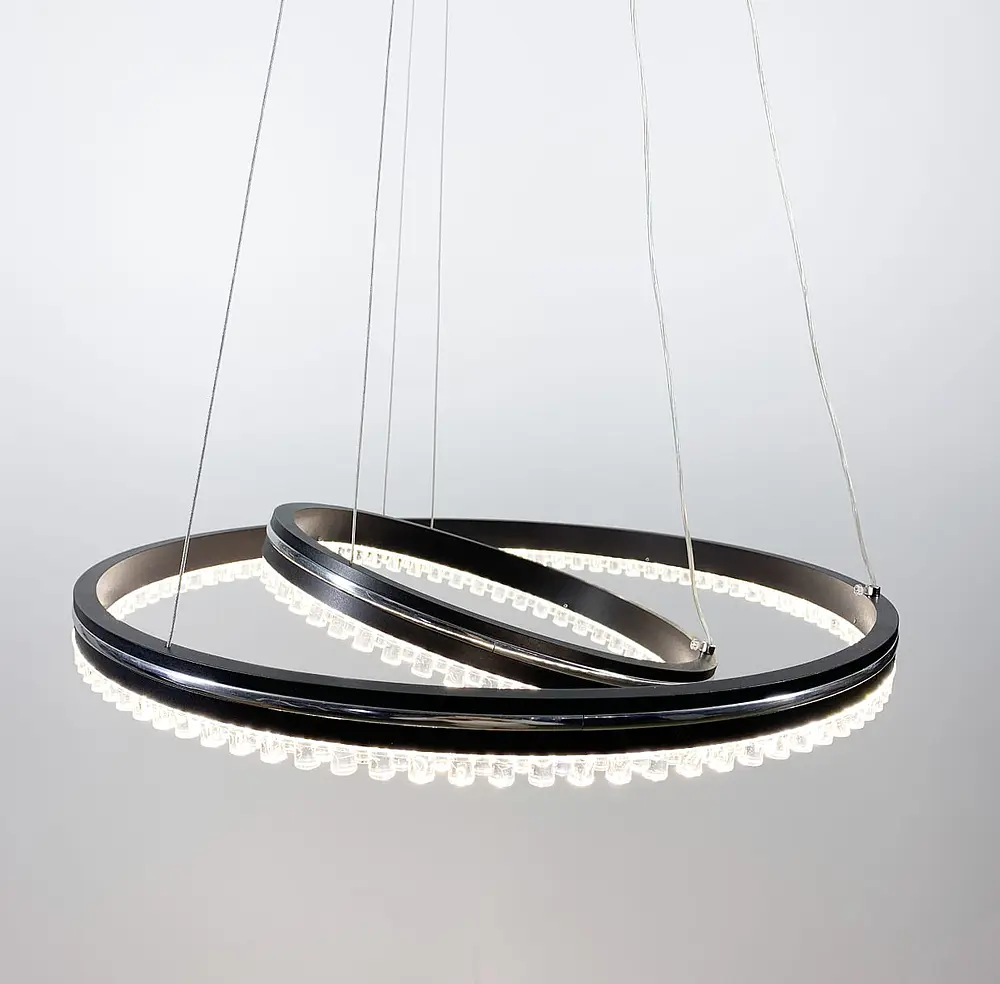 Черная LED люстра на 2 кольца с хромированной полоской Line.F A 55060/2P BK+CR - фото 4