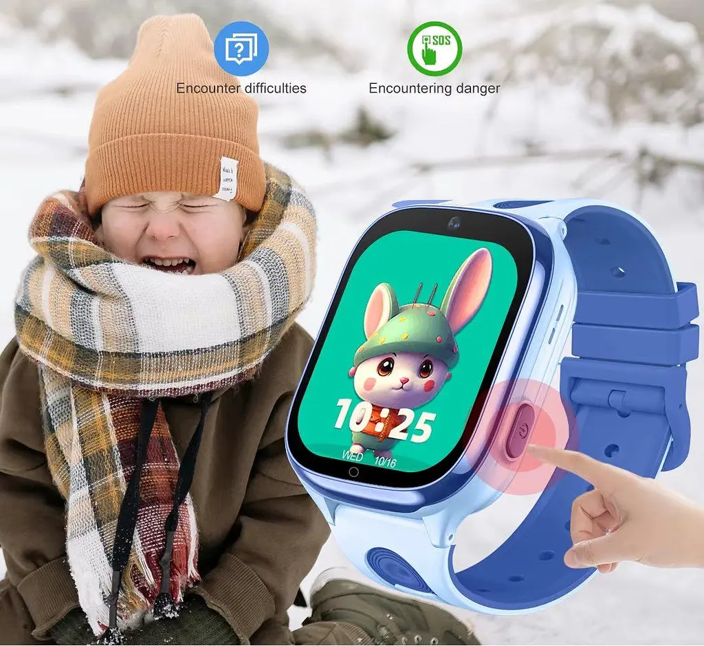 Розумний дитячий 4G годинник D56 з дзвінками, GPS відслідкуванням, відеозвʼязком та функцією прослуховування Синій - фото 9