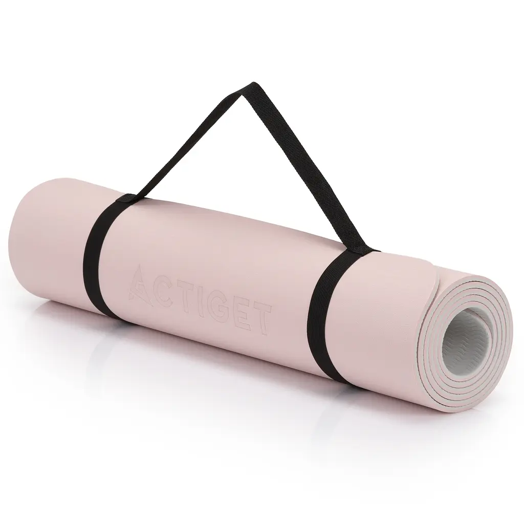 Килимок спортивний Actiget TPE 183 x 61 x 0.6 см для йоги та фітнесу ACT0023 Pink/Grey