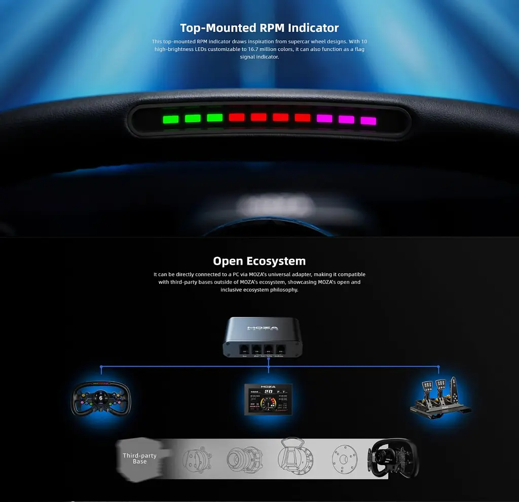 Кермо MOZA Racing Vision GS Steering Екран 2.8" RGB - фото 12