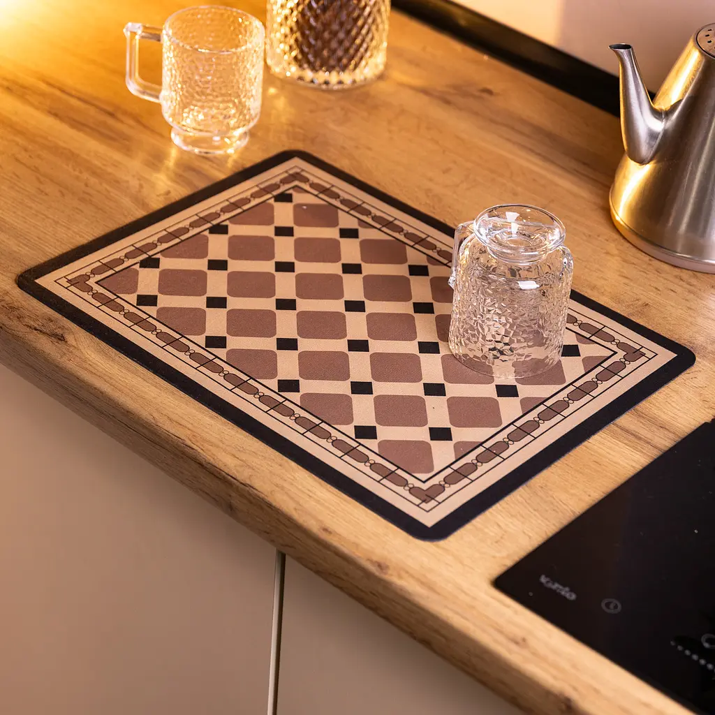 Диатомовый коврик на кухню для сушки посуды 30×40 (см) моющийся влагопоглощающий коврик на столешницу для посуды Коричневый Yiwu HP-42-19 - фото 4