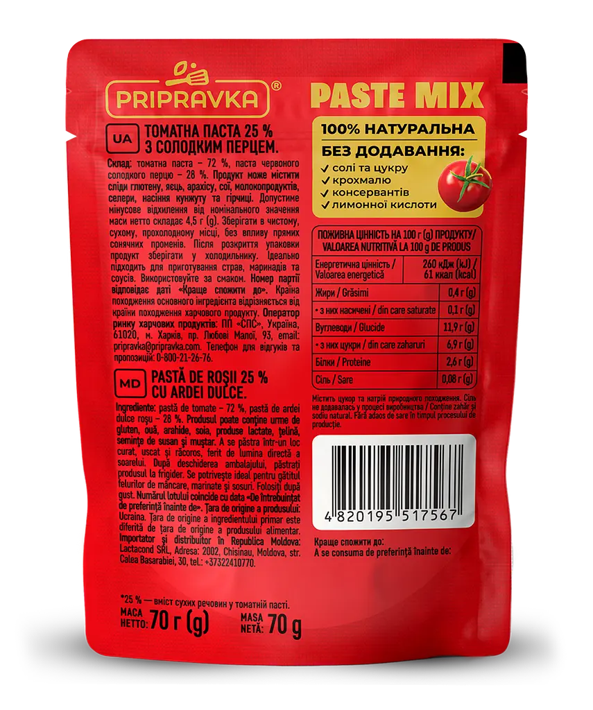 Паста томатна Pripravka Paste Mix з солод перцем 25% - фото 2